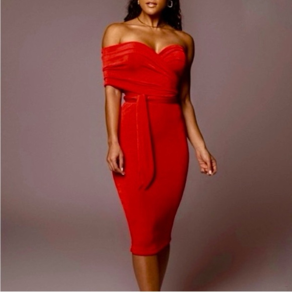 JLUXLABEL Multi-way Crimson Midi Dress - Picture 2 of 8